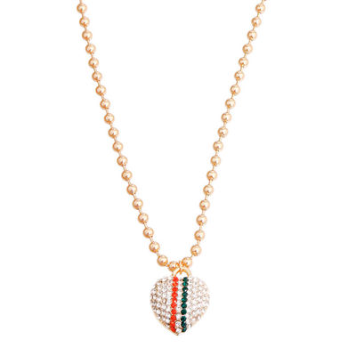 Gucci Style Stripe Heart Gold Ball Necklace