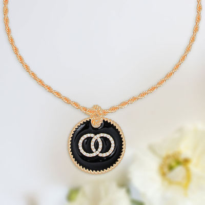 Black Infinity Pendant Gold Twisted Chain-thumnail