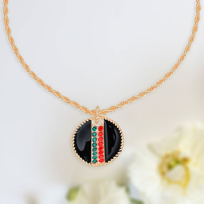 Black Stripe Pendant Gold Twisted Chain-thumnail