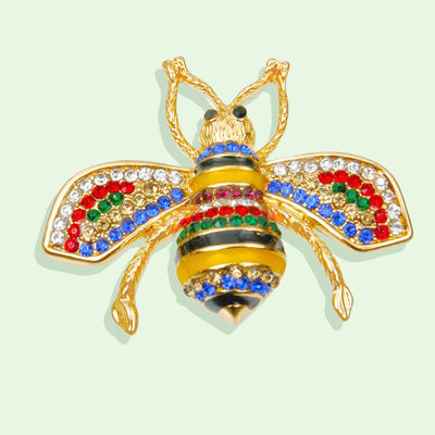 Gucci Style Multi Color Rhinestone Bee Brooch Pin-1