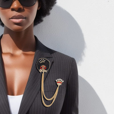 Brooch Afro Queen Double Chain Pin for Women