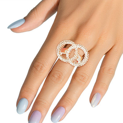 Gold Pave Infinity Link Ring-thumnail