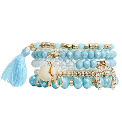 Light Blue Elephant Horseshoe Bracelets-thumnail