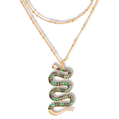 Designer Green Snake Layer Necklace-thumnail