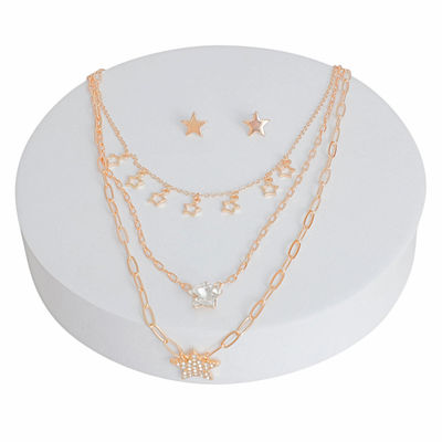 Gold 3 Layer Chain Star Necklace-thumnail