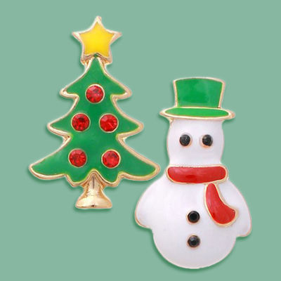 Whimsical Winter Fun: Tree and Snowman Mismatched Studs