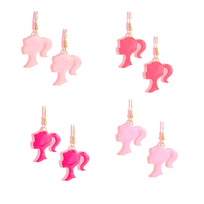 Dozen Pack Medium Pink Barbie Earrings for Women