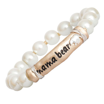 Pearl Gold Mama Bear Bracelet-thumnail