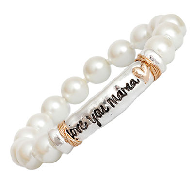 Pearl Silver Love You Mama Bracelet-thumnail
