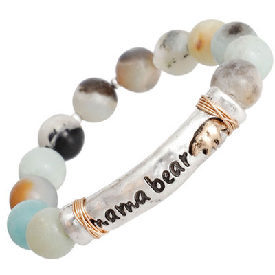 Natural Stone Bead Mama Bear Bracelet-thumnail