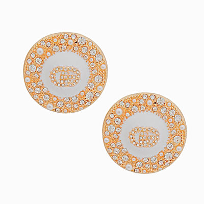 Gold and White Iced Pearl Rhinestone Studs-thumnail