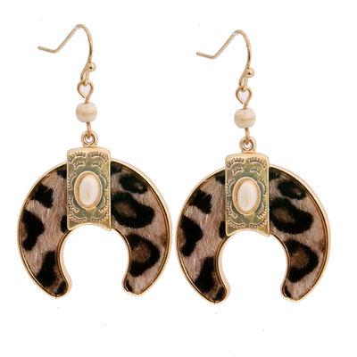 Leopard Fur Horseshoe Earrings-thumnail