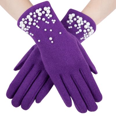 Gloves Purple Pearl Ladies Gloves for Women