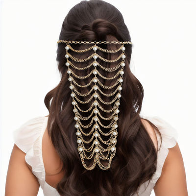 Gold and Pearl Hair Chain