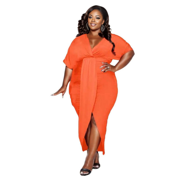 Orange plus size dress clearance