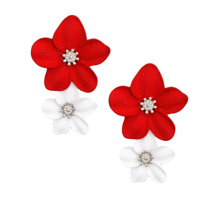 Aosai Metal Matte Dual Flower Petal Tiered Earrings India | Ubuy