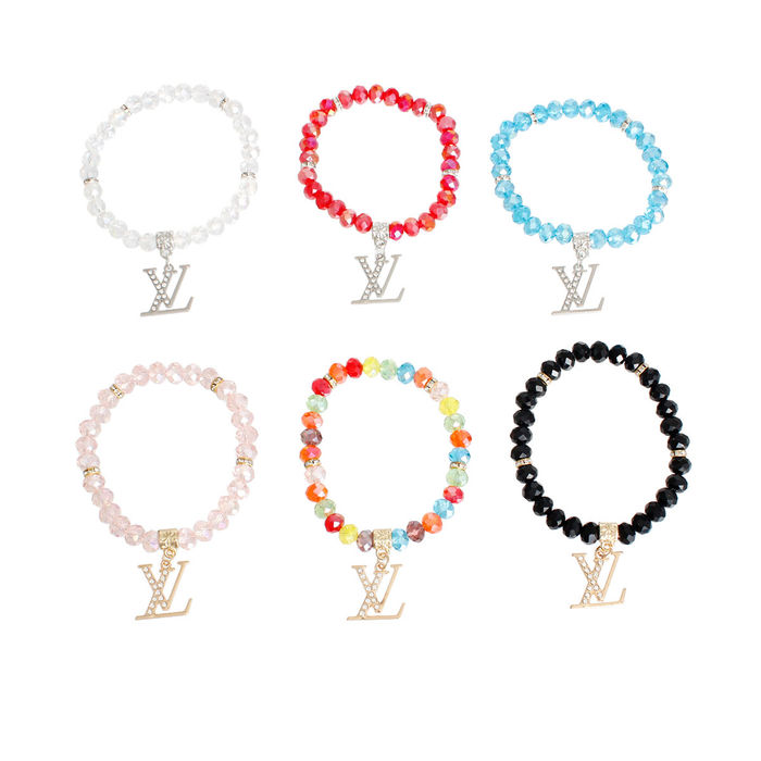 Wholesale Dozen LV Charm Bead Bracelets
