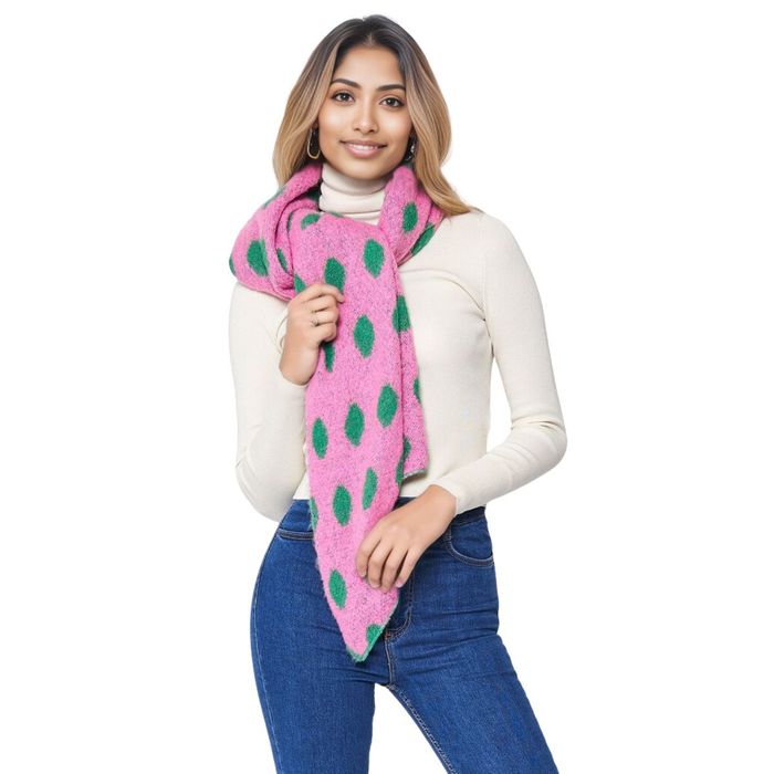 White scarf with cheap pink polka dots