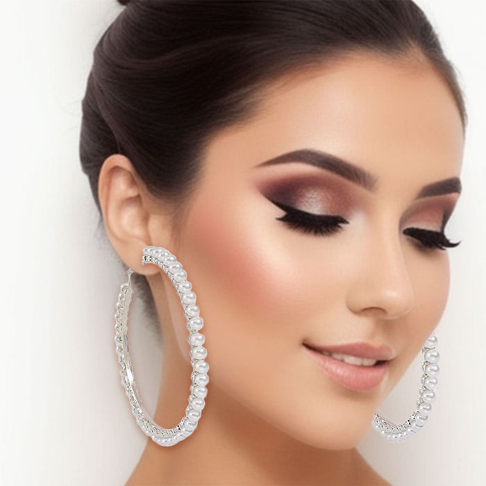 White Pearl 3 inch Hoops Order Wholesale