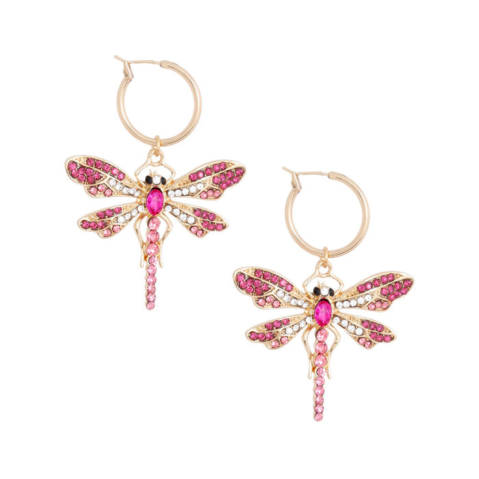 Baby Pink Dragonfly Hoops