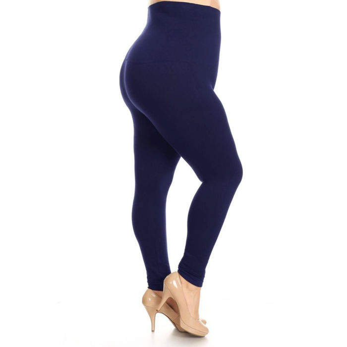TIYOMI Plus Size Women's Navy Blue Leggings 2X Full Length Pants Stretchy  High Waist Ankle Leggings Solid Color Butt Fit Pants Workout Warm Fall  Winter Leggings 2XL 18W 20W 