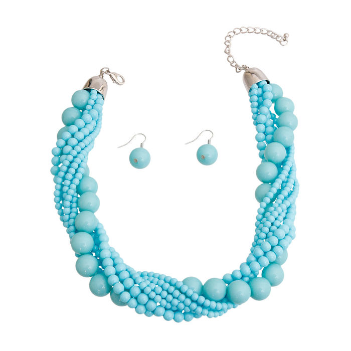 Light Blue Bead Twisted Necklace Order Wholesale