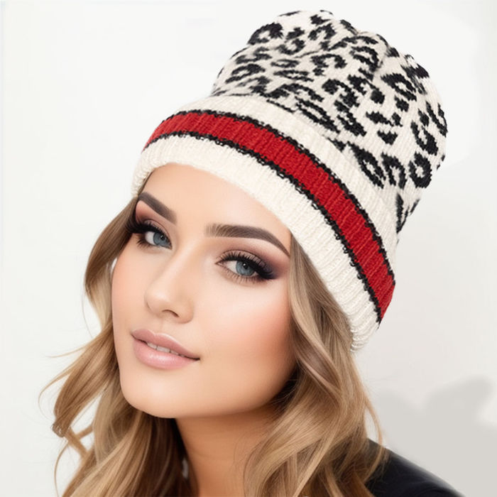 Leopard print winter hat on sale