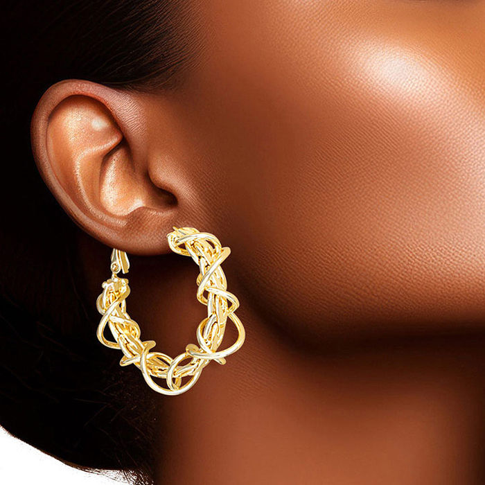 Wholesale Hoop 14K Gold Small Wire Chain Earrings for Women