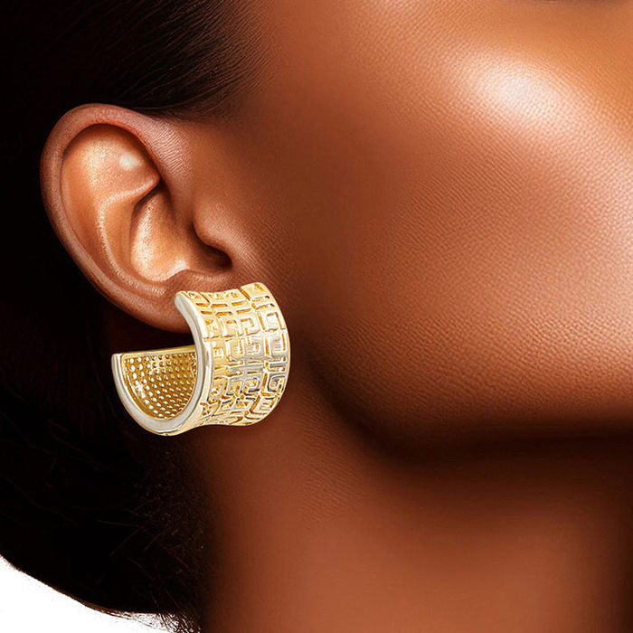 Wide gold hoop earrings 14k store
