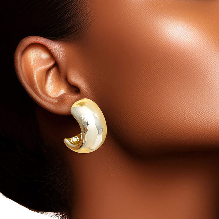 Wholesale Hoop 14K Gold Small Moon Wide Earrings for Women