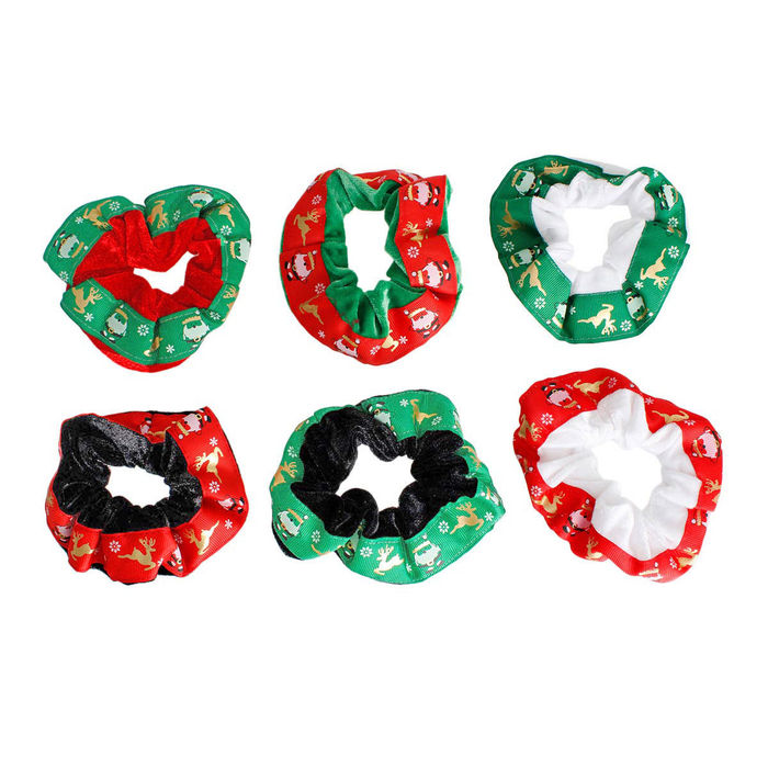 Wholesale Dozen Pack Xmas Hair Scrunchies for Women