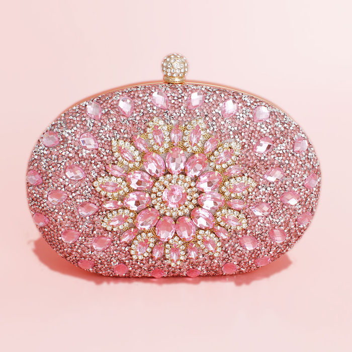 Wholesale Clutch Pink Crystal Hard Case Bag for Women