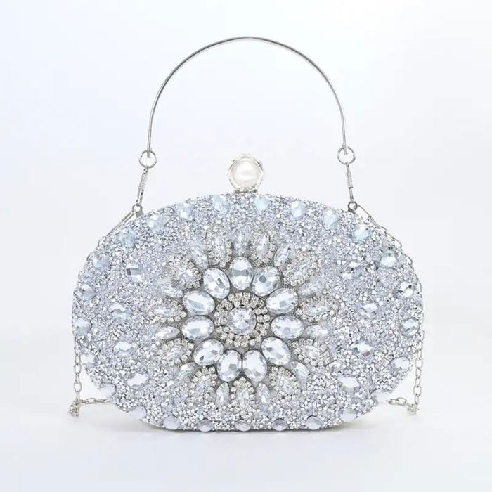 Wholesale Clutch Silver Crystal Pearl Hard Case for Women