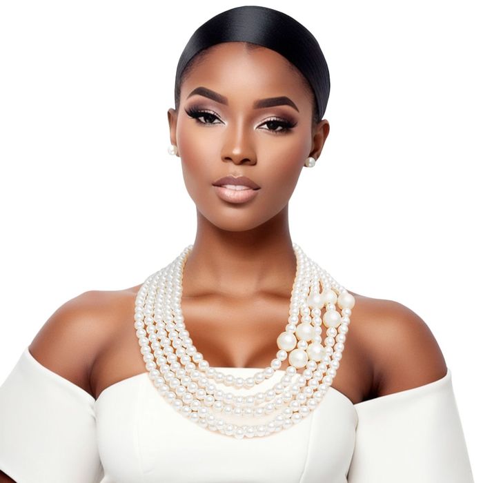 Wholesale Necklace Cream Cluster Layer Pearls for Women