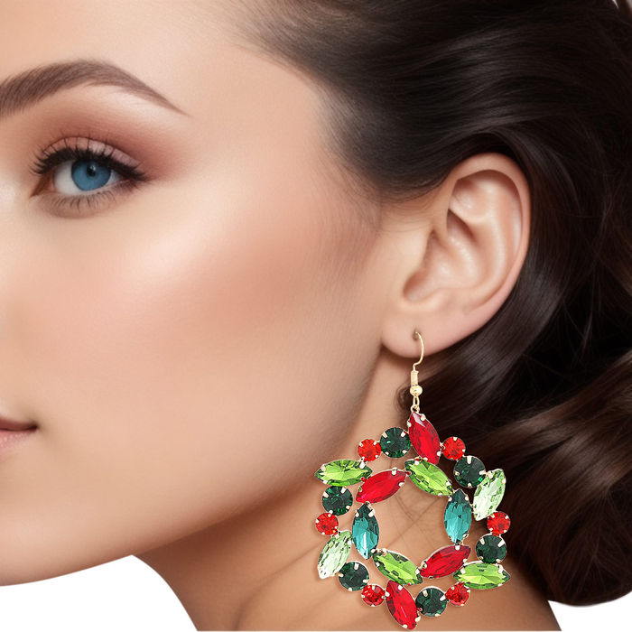 Wholesale Dangle Xmas Medium Wreath Earrings for Women
