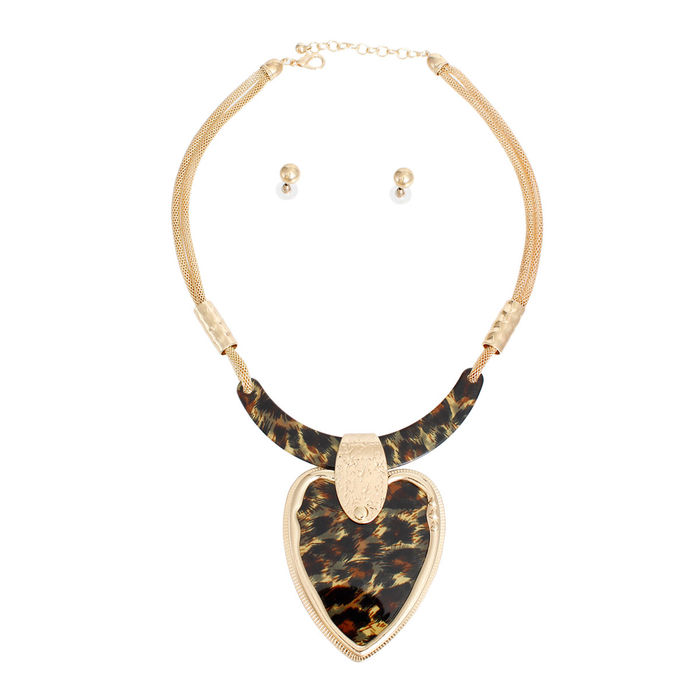 Wholesale Necklace Leopard Heart Pendant Set For Women