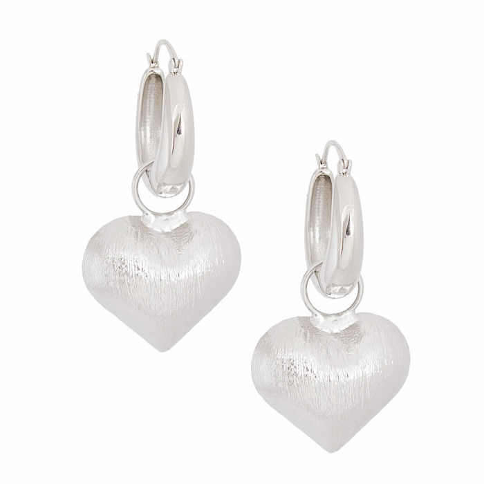 Wholesale Hoop Silver Medium Chunky Heart Earrings for Women