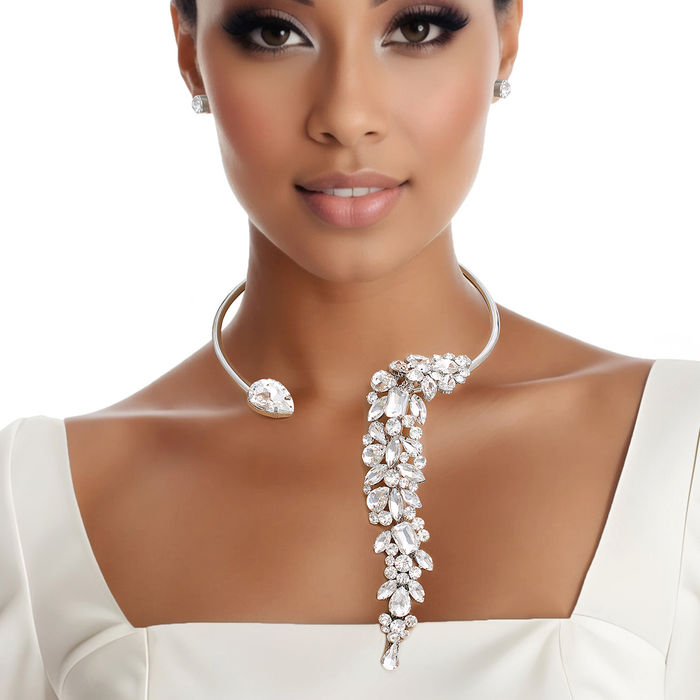 Silver cheap drop choker