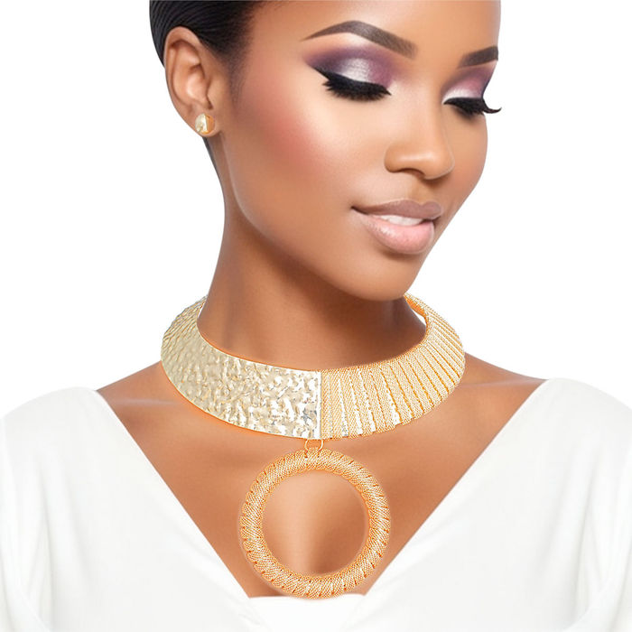 Gold choker style necklace best sale