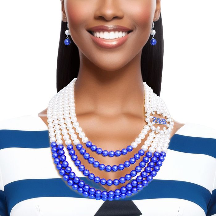Wholesale Necklace Mix Blue White Pearl ZPB Set for Women