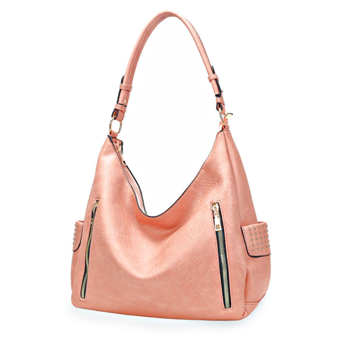 The Sak Fuchsia Pink Shoulder Bag Hobo Handbag Purse Leather Trim | eBay