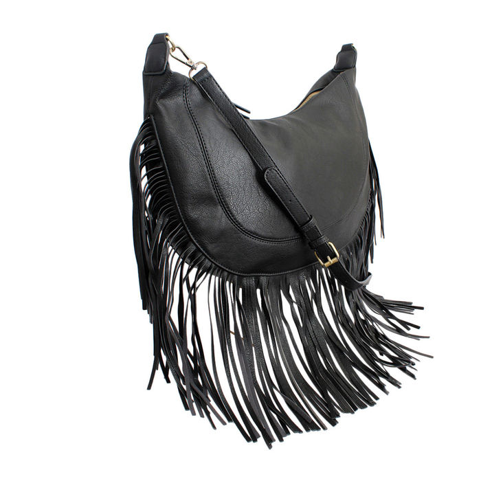 Hobo Black Gypsy Leather Fringe Shoulder Bag for Women