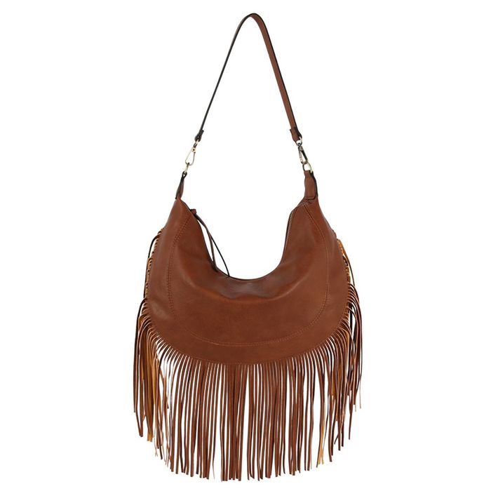 Leather fringe hobo bag top