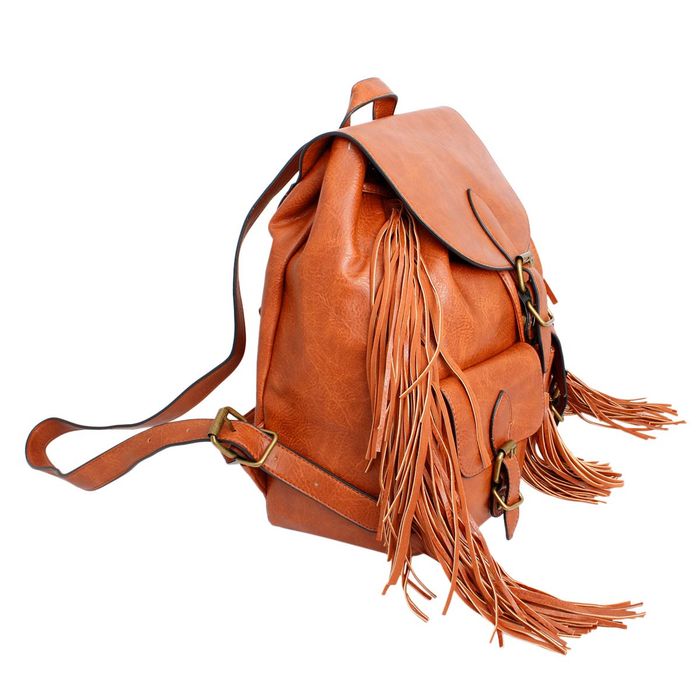 Leather fringe deals backpack purse