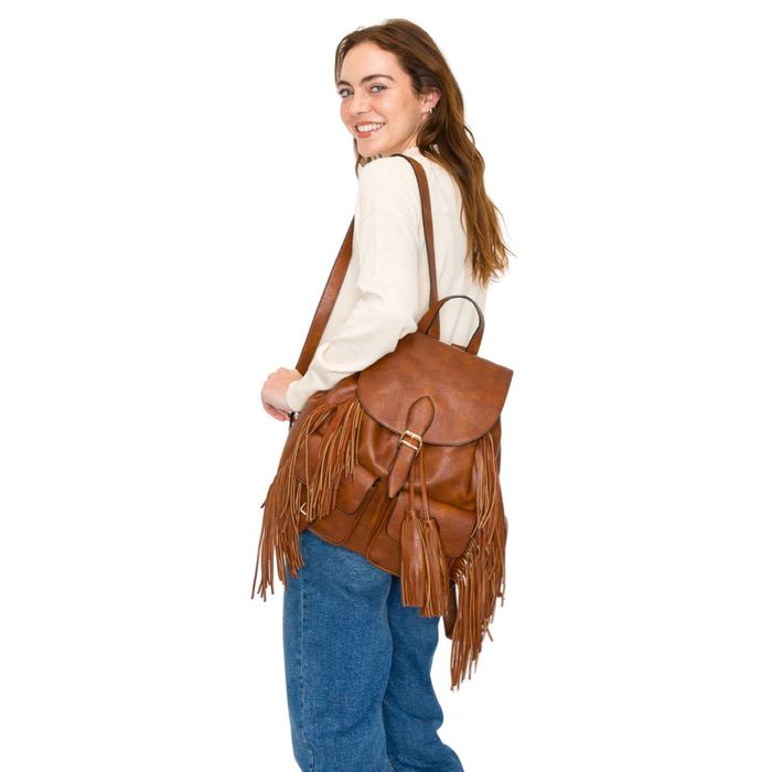 Suede best sale fringe backpack