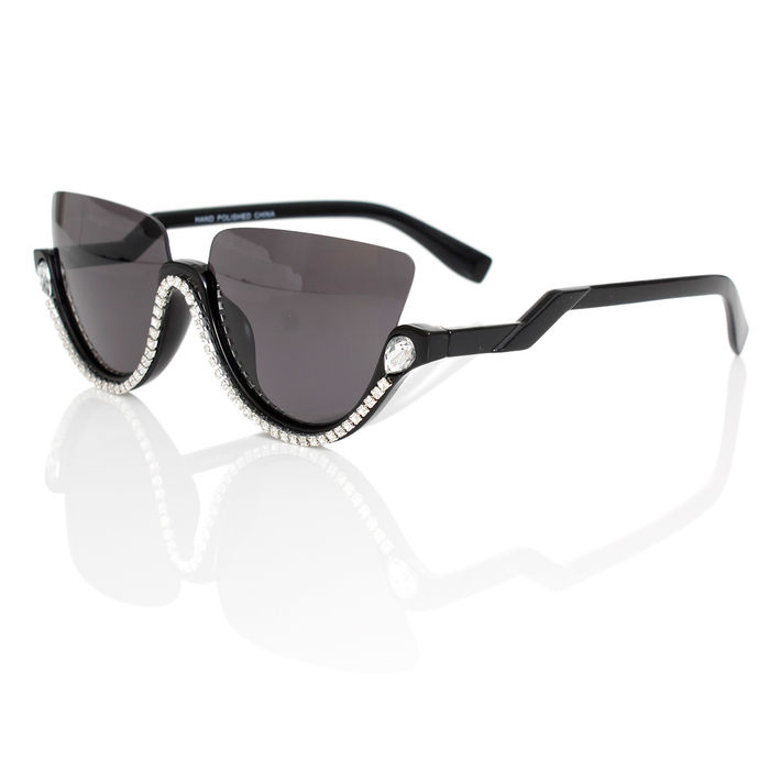 Wholesale Sunglasses Half Frame Black Eyewear for Women