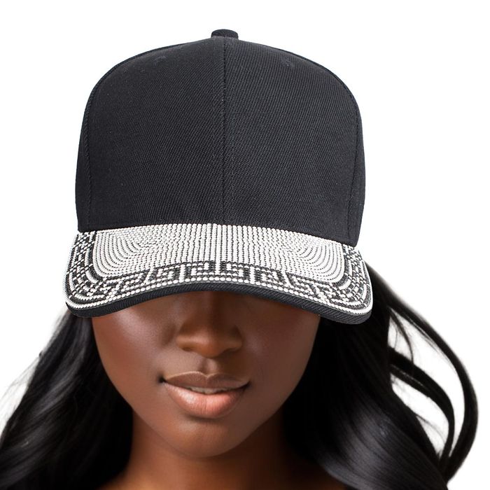 Wholesale Hat Black Greca Bling Visor Baseball Cap for Women