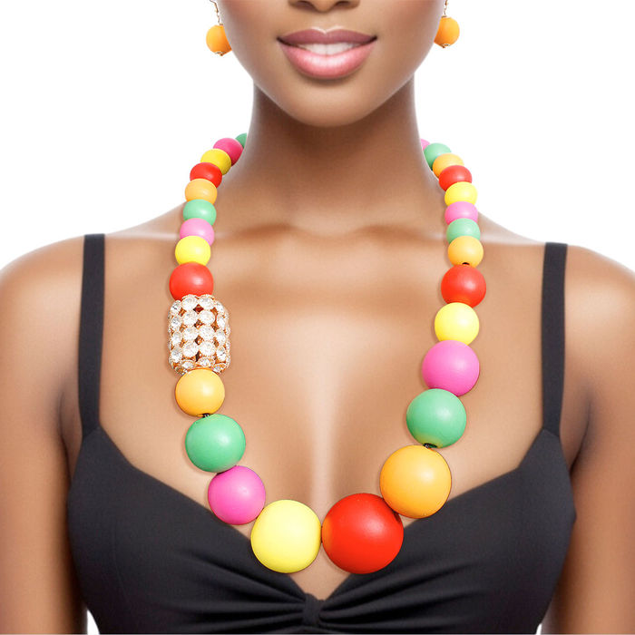 Chunky bead necklace wholesale cheap