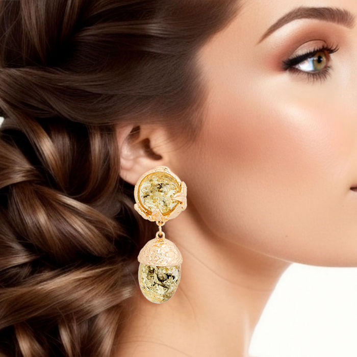 Wholesale Drop Black Gold Medium Statement Earring for Women