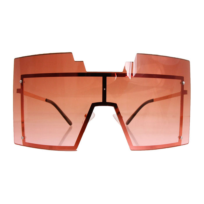 Brown Geometric Shield Sunglasses Order Wholesale